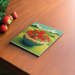 aardbeien in een weide tegeltje