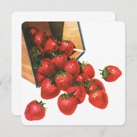  aardbeien in mandje, fruitbessen (Voorkant / Achterkant)