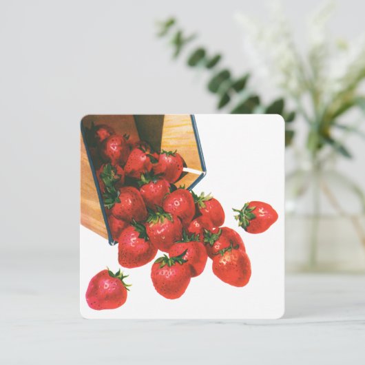  aardbeien in mandje, fruitbessen (Staand voorkant)