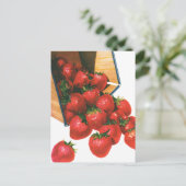  aardbeien in mandje, fruitbessen briefkaart (Staand voorkant)