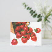 aardbeien in mandje, fruitbessen briefkaart (Staand voorkant)