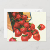  aardbeien in mandje, fruitbessen briefkaart (Voorkant / Achterkant)