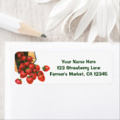  aardbeien in mandje, fruitbessen etiket