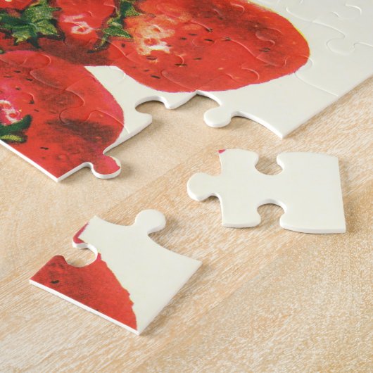 aardbeien in mandje, fruitbessen legpuzzel (Zijkant)