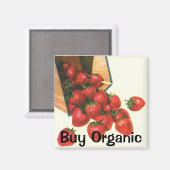 aardbeien in mandje, fruitbessen magneet (Voorkant / Achterkant)