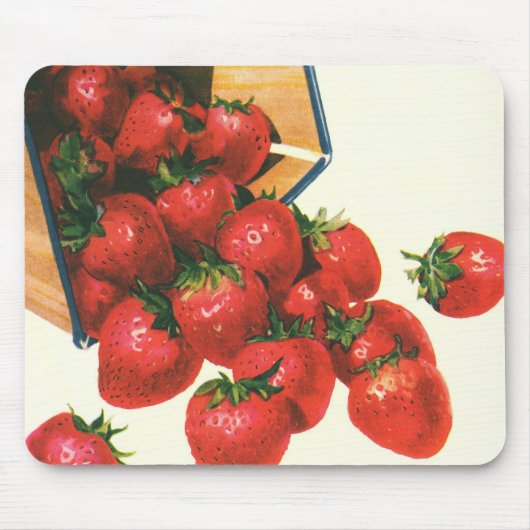 aardbeien in mandje, fruitbessen muismat (Voorkant)
