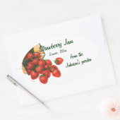 aardbeien in mandje, fruitbessen ovale sticker (Envelop)