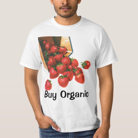  aardbeien in mandje, fruitbessen t-shirt (Voorkant)