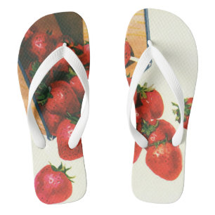  aardbeien in mandje, fruitbessen teenslippers
