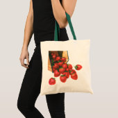  aardbeien in mandje, fruitbessen tote bag (Voorkant (product))