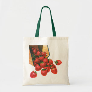 aardbeien in mandje, fruitbessen tote bag