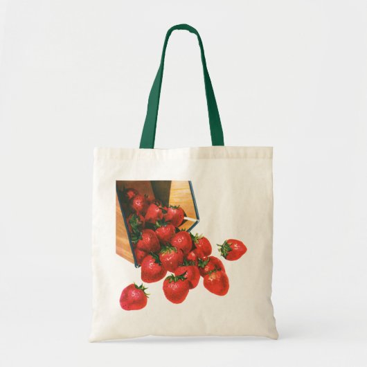  aardbeien in mandje, fruitbessen tote bag (Voorkant)
