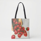  aardbeien in mandje, fruitbessen tote bag (Voorkant)