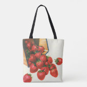 aardbeien in mandje, fruitbessen tote bag (Achterkant)