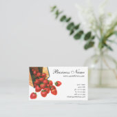 aardbeien in mandje, fruitbessen visitekaartje (Staand voorkant)