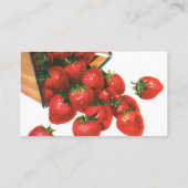 aardbeien in mandje, fruitbessen visitekaartje (Achterkant)