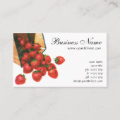 aardbeien in mandje, fruitbessen visitekaartje (Voorkant)