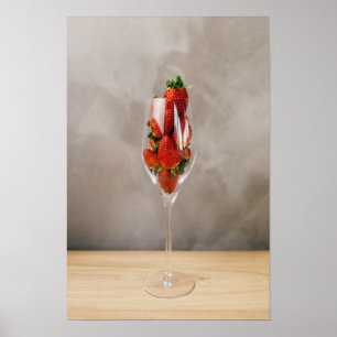 Aardbeien in Poster van Champagne Glass