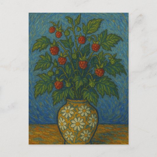 aardbeien in vaas Briefkaart (Voorkant)