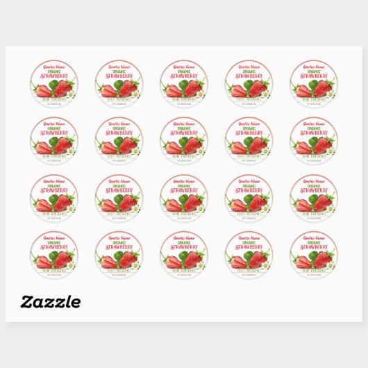 Aardbeien Inmaken Ronde Sticker (Vel)