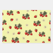 Aardbeien inpakpapier met bloesem op geel (Voorkant 3)