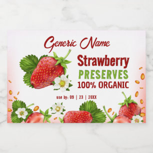 Aardbeien Jam Jar Voedselcontainer Etiket