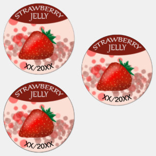 Aardbeien Jelly Labels met bewerkbare datum