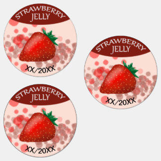 Aardbeien Jelly Labels met bewerkbare datum
