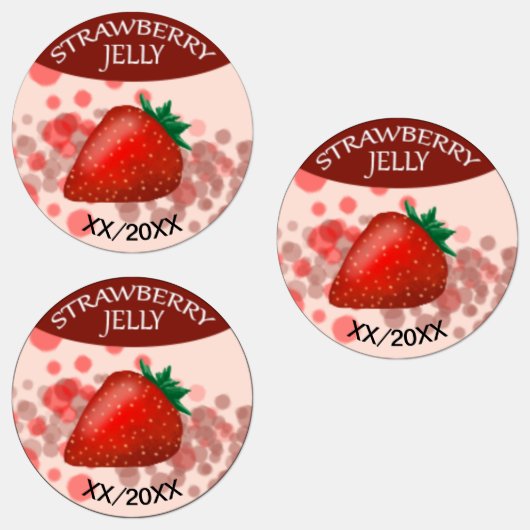 Aardbeien Jelly Labels met bewerkbare datum (Groep)