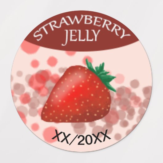Aardbeien Jelly Labels met bewerkbare datum (Design 1)