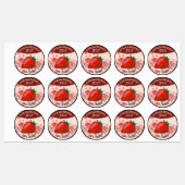 Aardbeien Jelly Labels met bewerkbare datum (Vel)