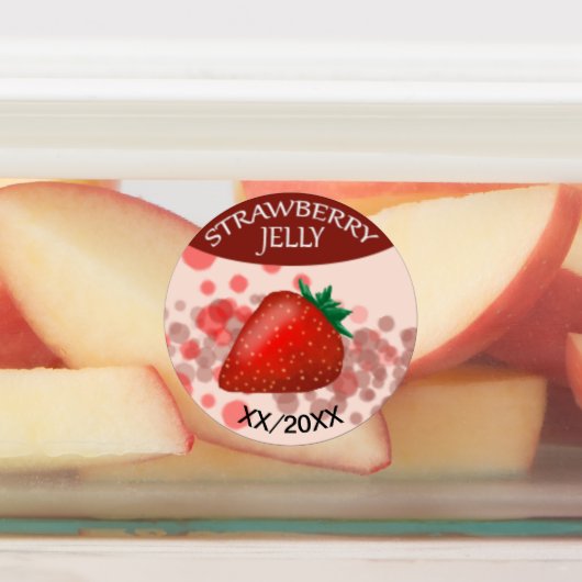 Aardbeien Jelly Labels met bewerkbare datum (Aangebracht)