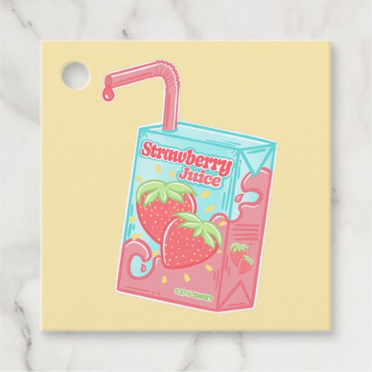 Aardbeien Juice Box Verjaardagsfeestje Bedankjes Labels (Voorkant)