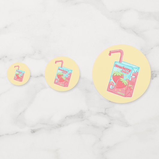 Aardbeien Juice Box Verjaardagsfeestje Confetti (Achterkanten)