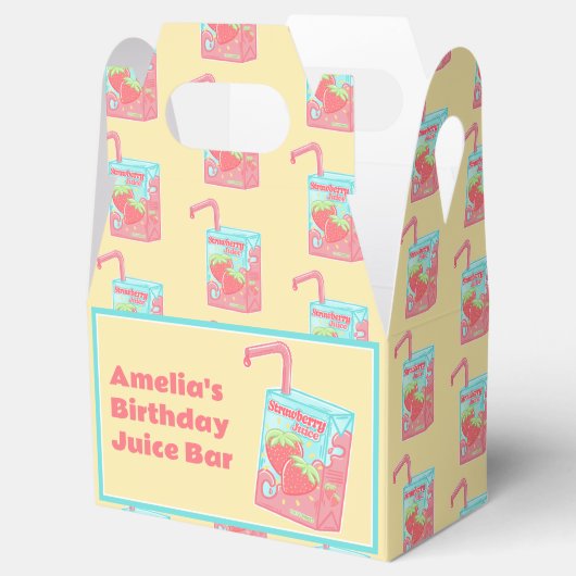Aardbeien Juice Box Verjaardagsfeestje Favorietend Bedankdoosjes (Geopend)