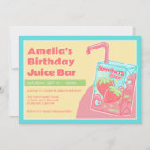 Aardbeien Juice Box Verjaardagsfeestje Kaart (Voorkant)