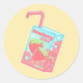 Aardbeien Juice Box Verjaardagsfeestje Ronde Sticker (Voorkant)