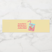 Aardbeien Juice Box Verjaardagsfeestje Waterfles Etiket (Enkel label)