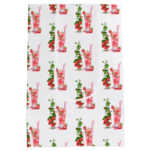 Aardbeien Juice Cool Drink Summer Gift Bag Medium Cadeauzakje (Achterkant)