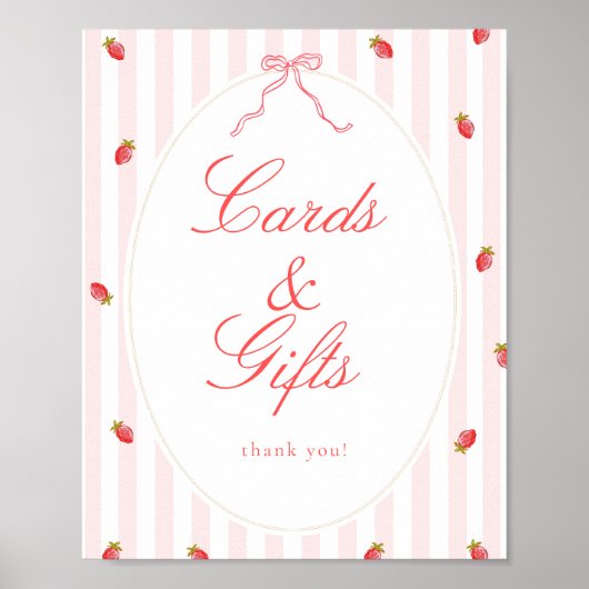 Aardbeien Kaarten & Cadeaus Tafel Signaal Poster (Voorkant)