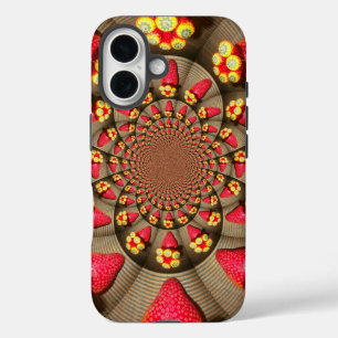 Aardbeien Kaleidoscoop   Kleurrijk Rode Verrukking iPhone 16 Hoesje