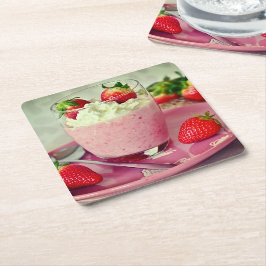 Aardbeien Kartonnen Onderzetters (Schuin)