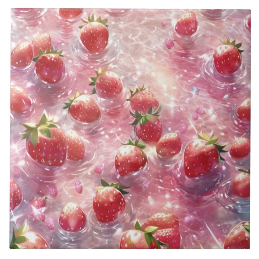 Aardbeien Keramiek Tegels Tegeltje (Voorkant)