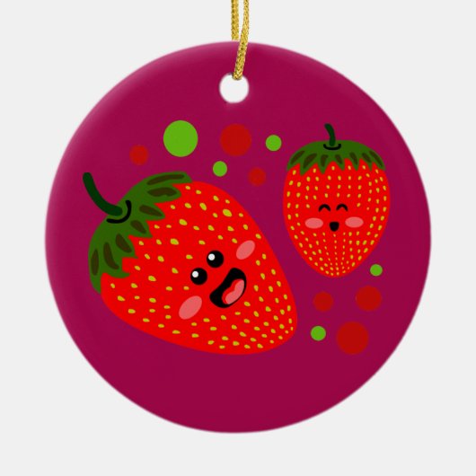 Aardbeien Keramisch Ornament (Voorkant)