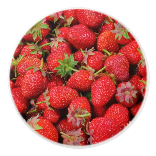 Aardbeien Keramische Knop (Voorkant)