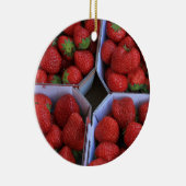 Aardbeien kerstversiering keramisch ornament (Rechts)