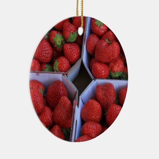 Aardbeien kerstversiering keramisch ornament (Rechts)