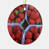 Aardbeien kerstversiering keramisch ornament (Links)