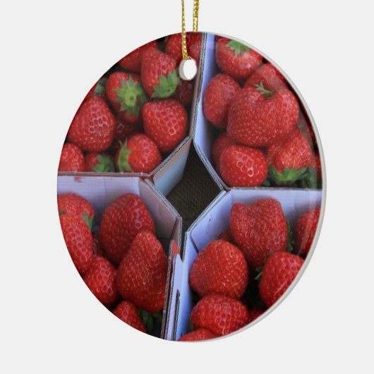 Aardbeien kerstversiering keramisch ornament (Links)