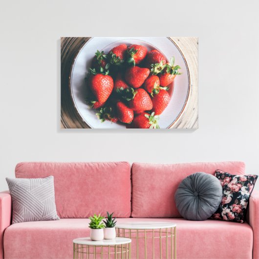 Aardbeien Keuken Muur Kunst Canvas Afdruk (Insitu (Woonkamer))